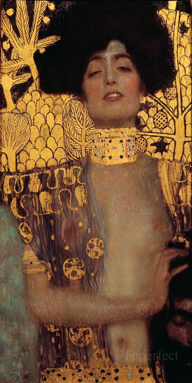 Judith et Holopherne gris Gustav Klimt Peintures à l'huile